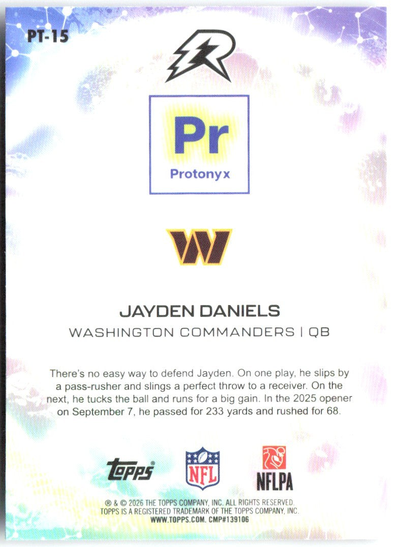Jayden Daniels Topps Resurgence - Protonyx Refractor PT-15 2025 Commanders
