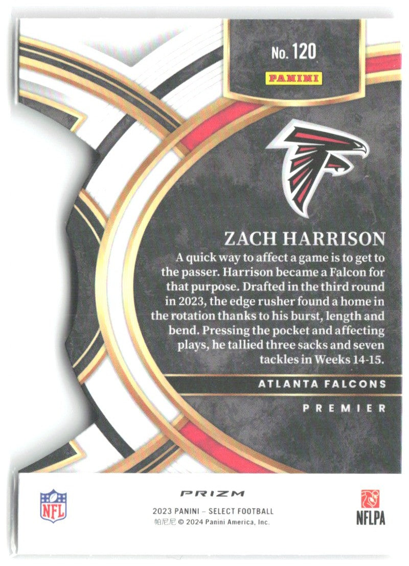 Zach Harrison Select - Red and Yellow Prizms Die Cuts 120 2023 Atlanta Falcons