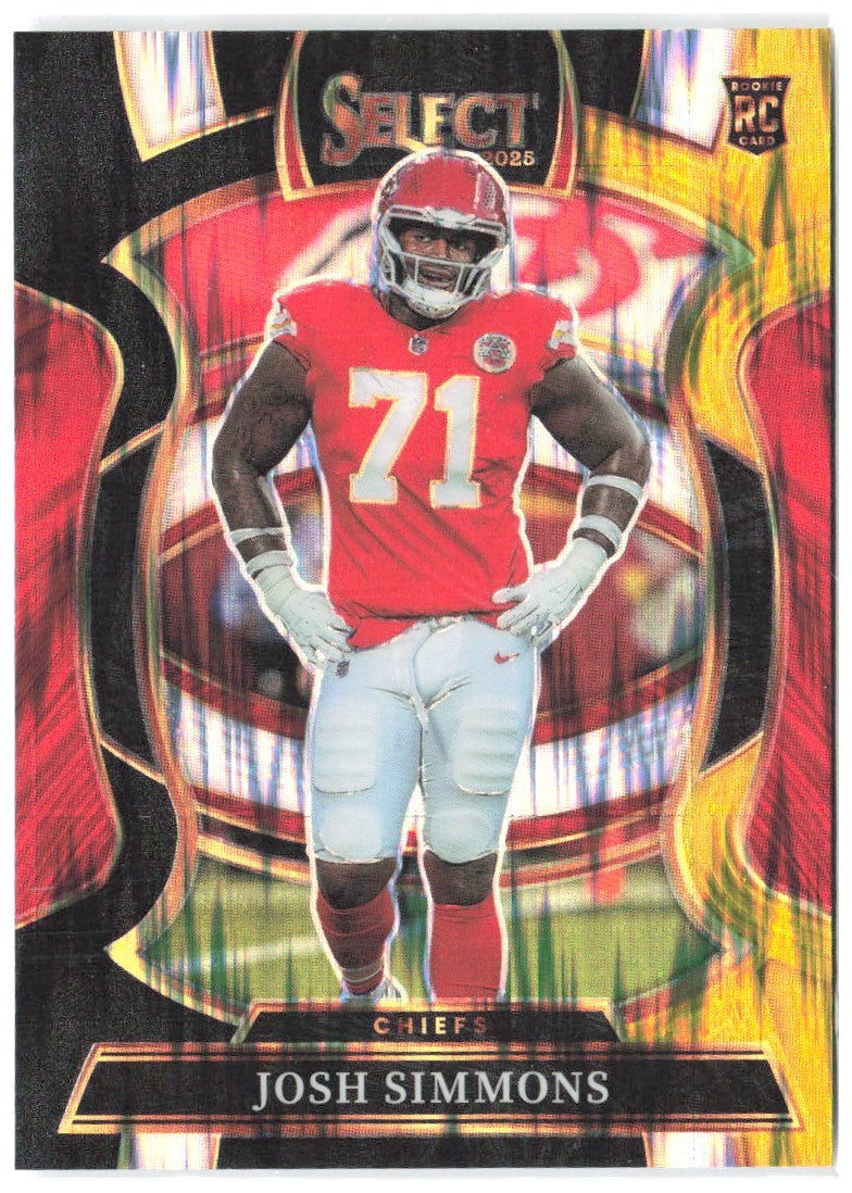 Josh Simmons Panini Select Black and Gold Prizm Shock 8 2025 Kansas City Chiefs