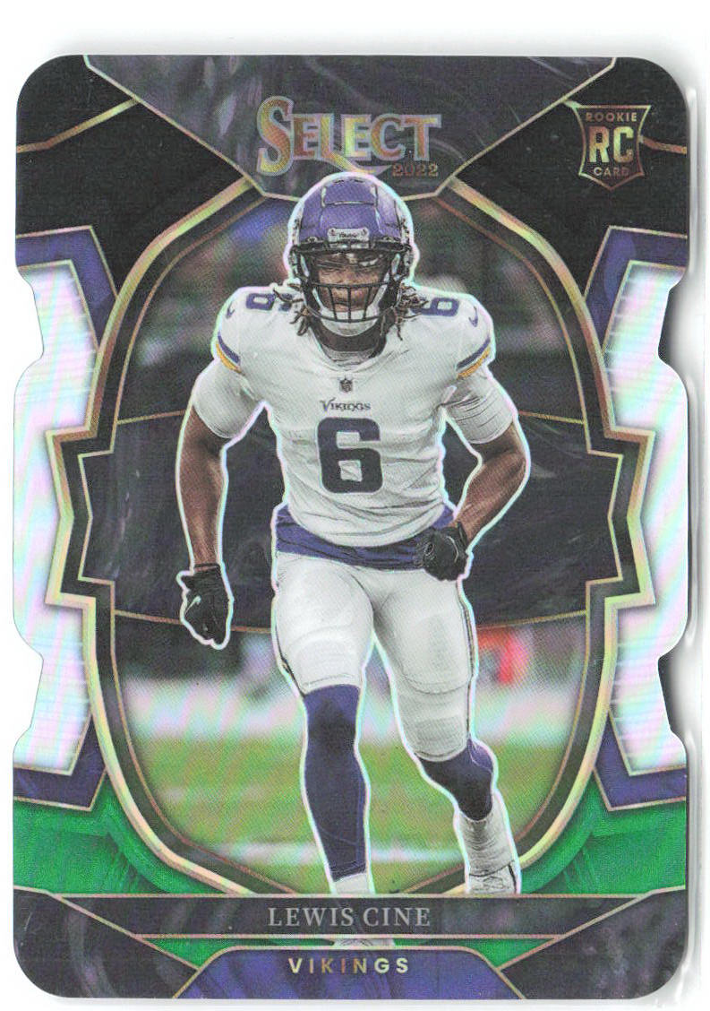 Lewis Cine Panini Select Black and Green Prizm Die Cut 52 2022 Minnesota Vikings