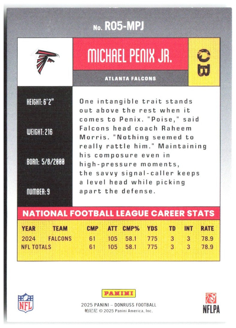 Michael Penix Jr. Donruss - Retro 2005 R05-MPJ 2025 Atlanta Falcons