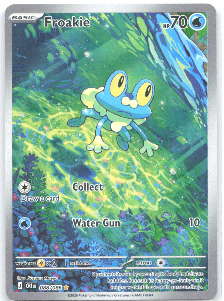 Froakie Holo Illustration Rare ME04: Chaos Rising 088/086 NM Susumu Maeya