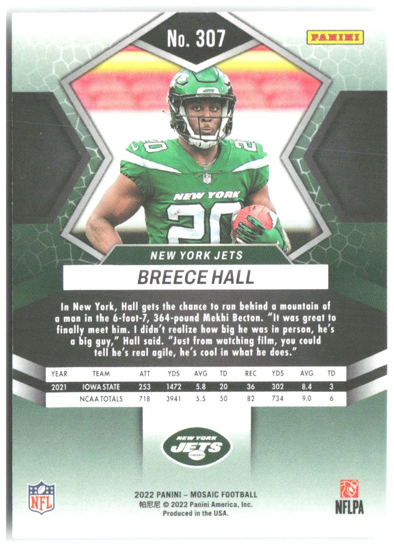 Breece Hall Panini Mosaic 307 2022 New York Jets RC