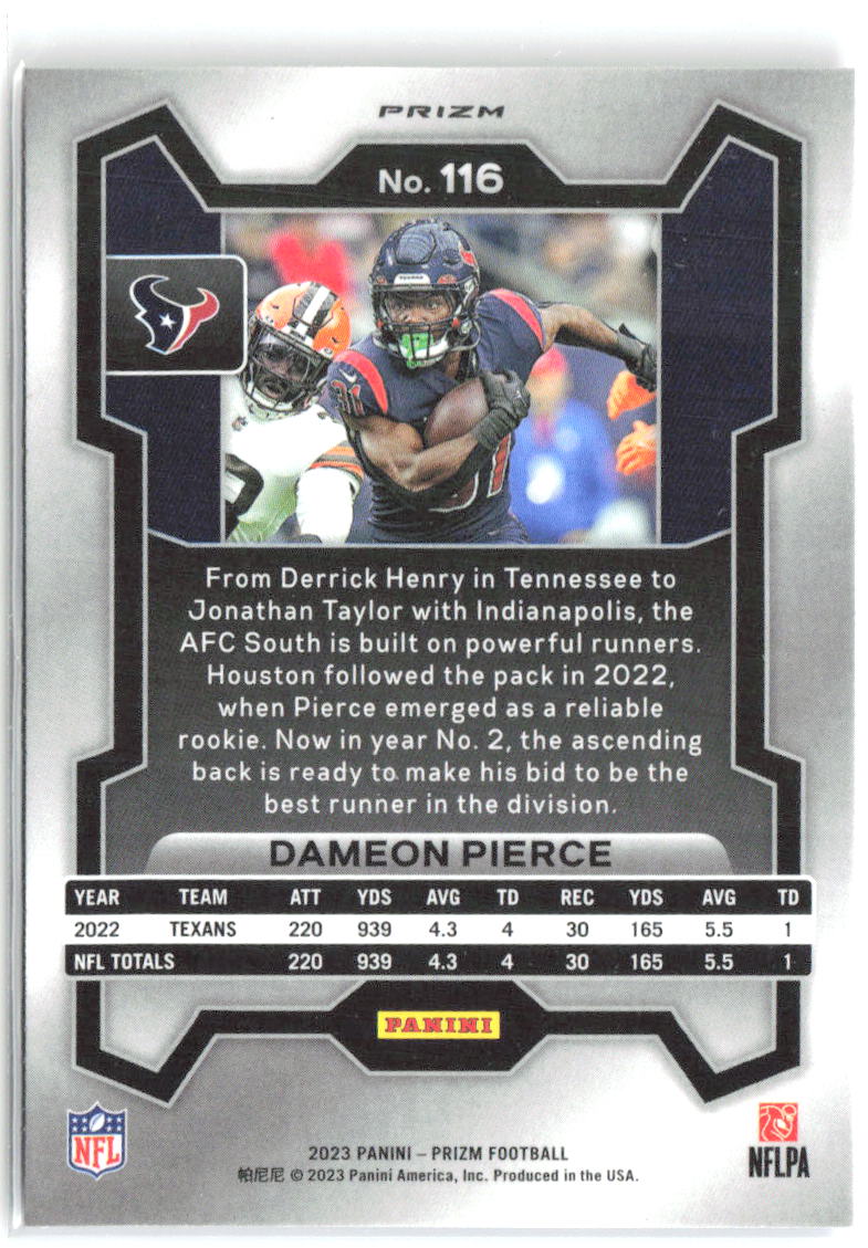 Dameon Pierce Panini Prizm - Red White and Blue 116 2023 Houston Texans