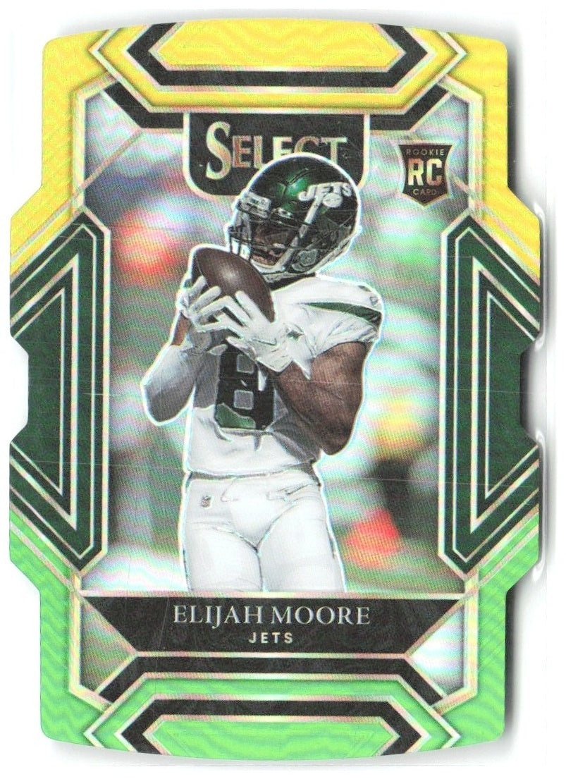 Elijah Moore Panini Select Green and Yellow Prizm Die Cut 256 2021 New York Jets