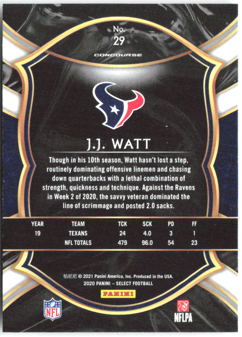 J.J. Watt Panini Select 29 2020 Houston Texans