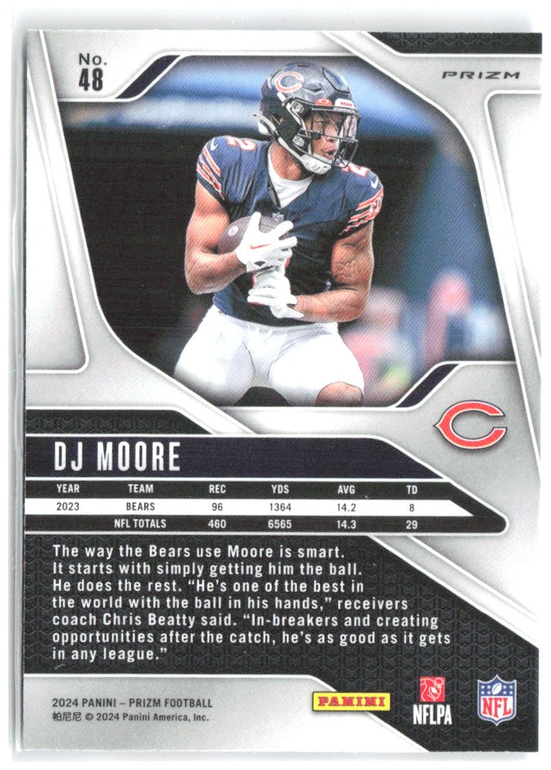 DJ Moore Panini Prizm - Red White and Blue 48 2024 Chicago Bears