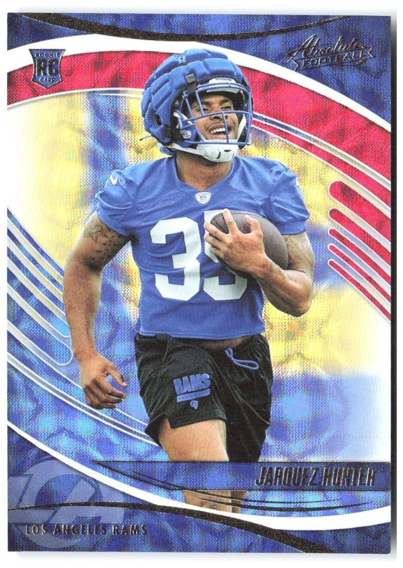Jarquez Hunter Panini Absolute - Red, White and Blue Kaleidoscope 136 2025 Rams