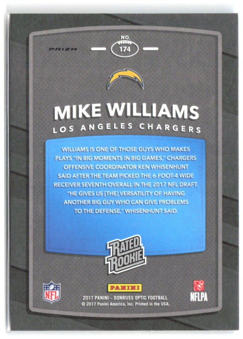 Mike Williams Donruss Optic - Red and Yellow Prizm 174 2017 Los Angeles Chargers