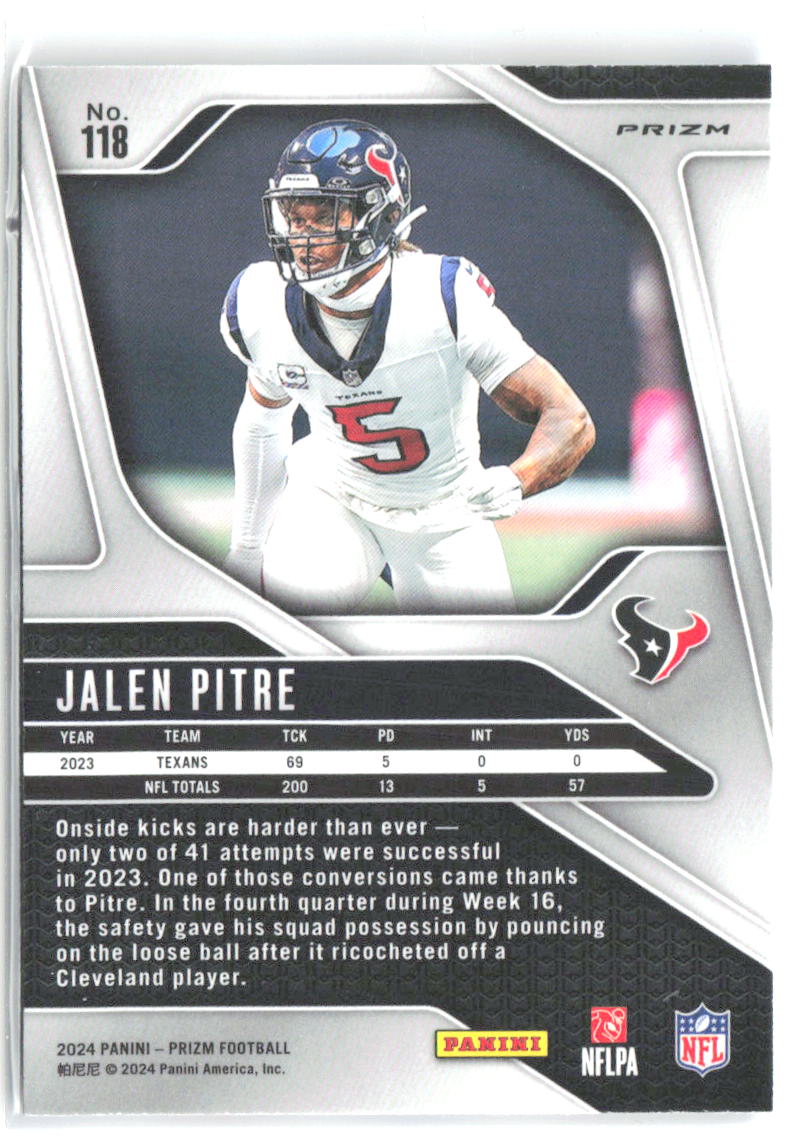 Jalen Pitre Panini Prizm - Red White and Blue 118 2024 Houston Texans