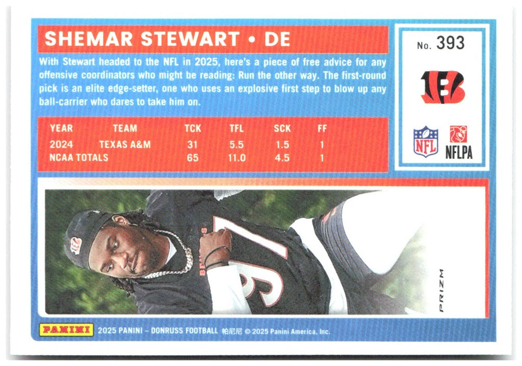 Shemar Stewart Donruss - Optic Rated Rookies Red and Green 393 2025 Bengals