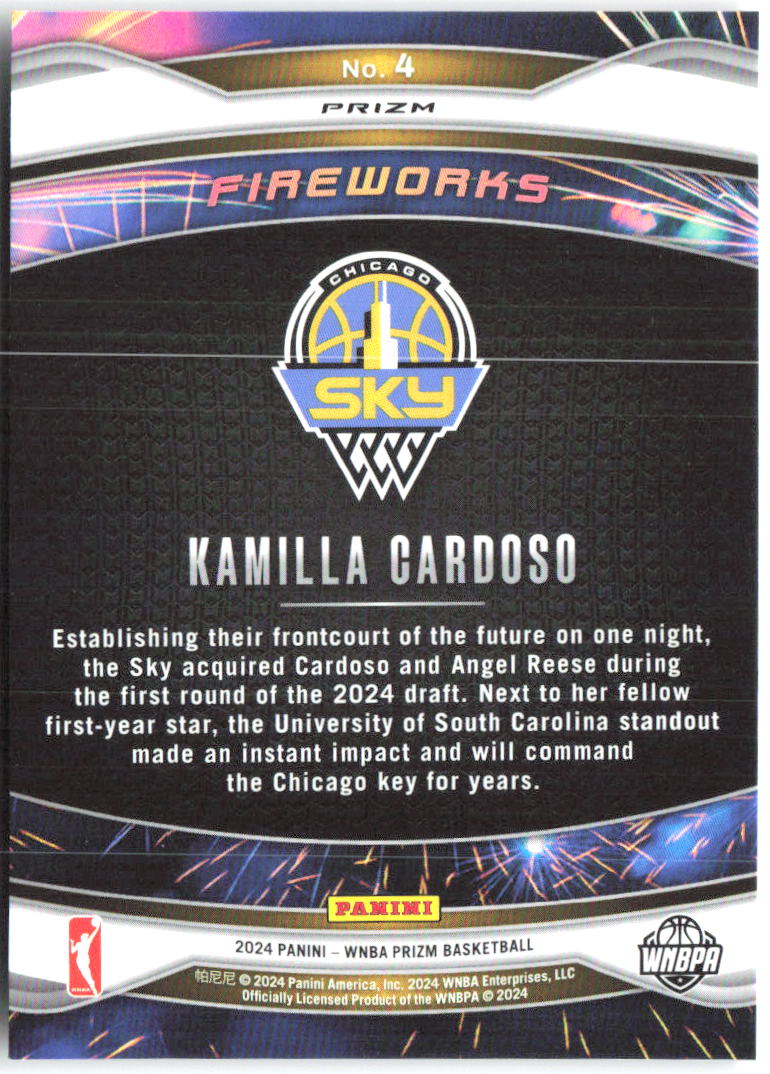 Kamilla Cardoso Panini Prizm WNBA - Fireworks Prizms Green 4 2024 Chicago Sky