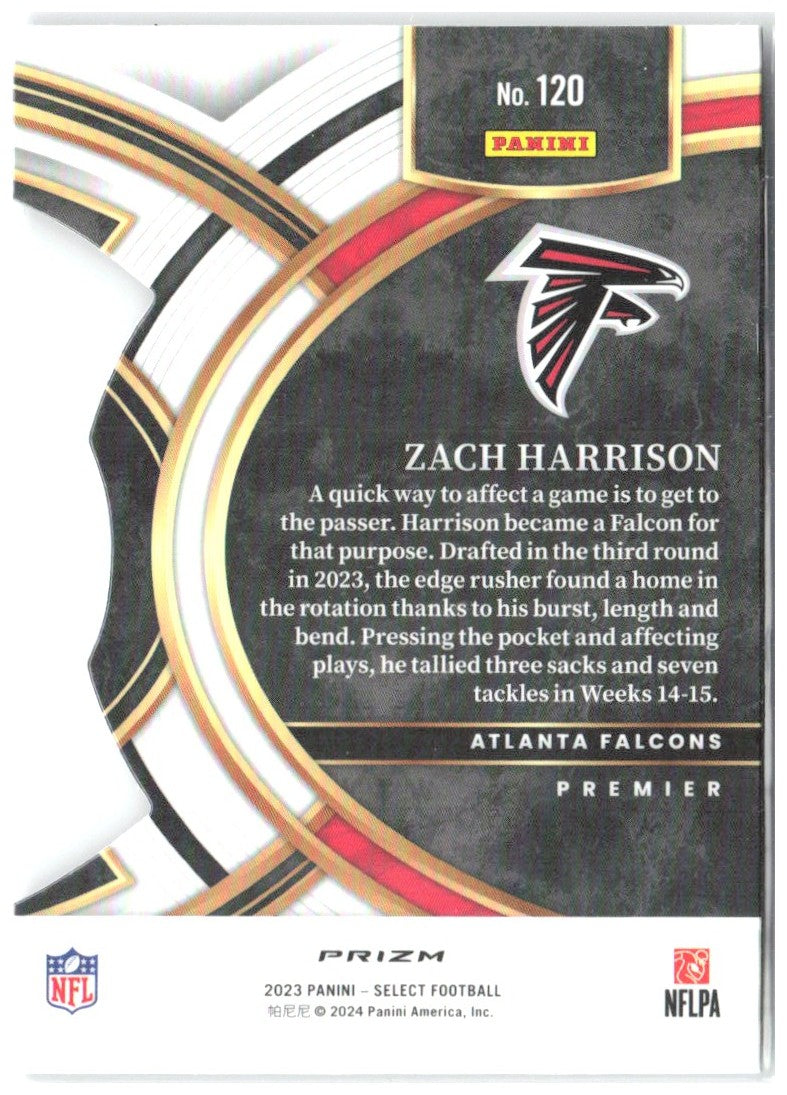 Zach Harrison Select - Black and Green Prizms Die Cuts 120 2023 Atlanta Falcons
