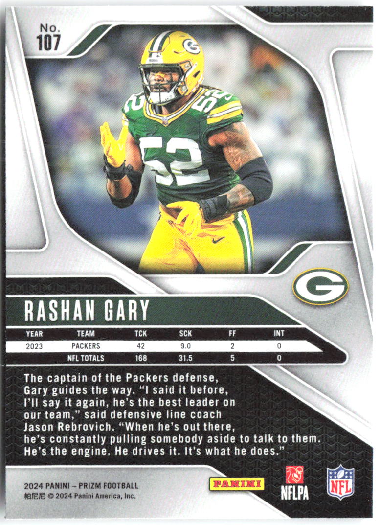 Rashan Gary Panini Prizm 107 2024 Green Bay Packers