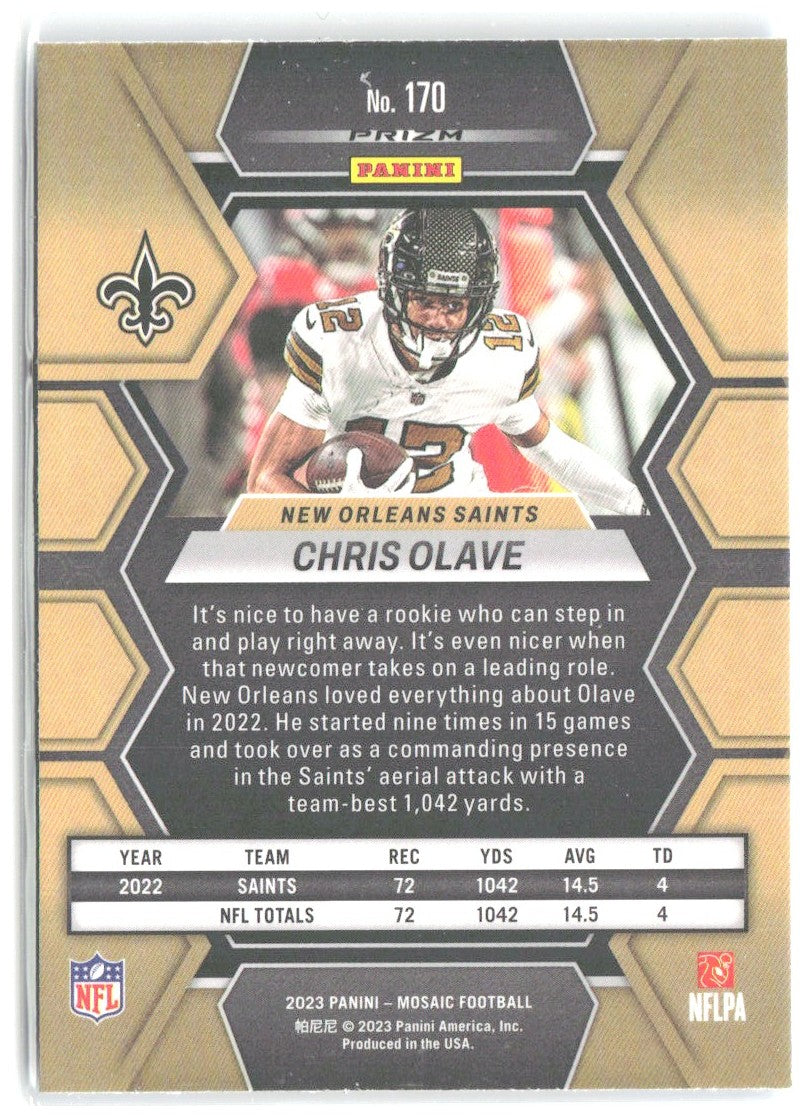 Chris Olave Panini Mosaic - Reactive Blue Mosaic 170 2023 New Orleans Saints