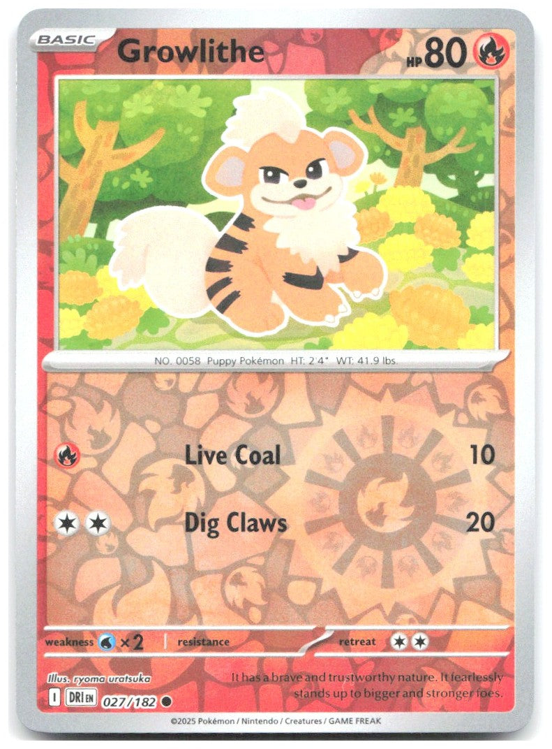 Growlithe Reverse Holo Common SV10 Destined Rivals 027/182 NM ryoma uratsuka
