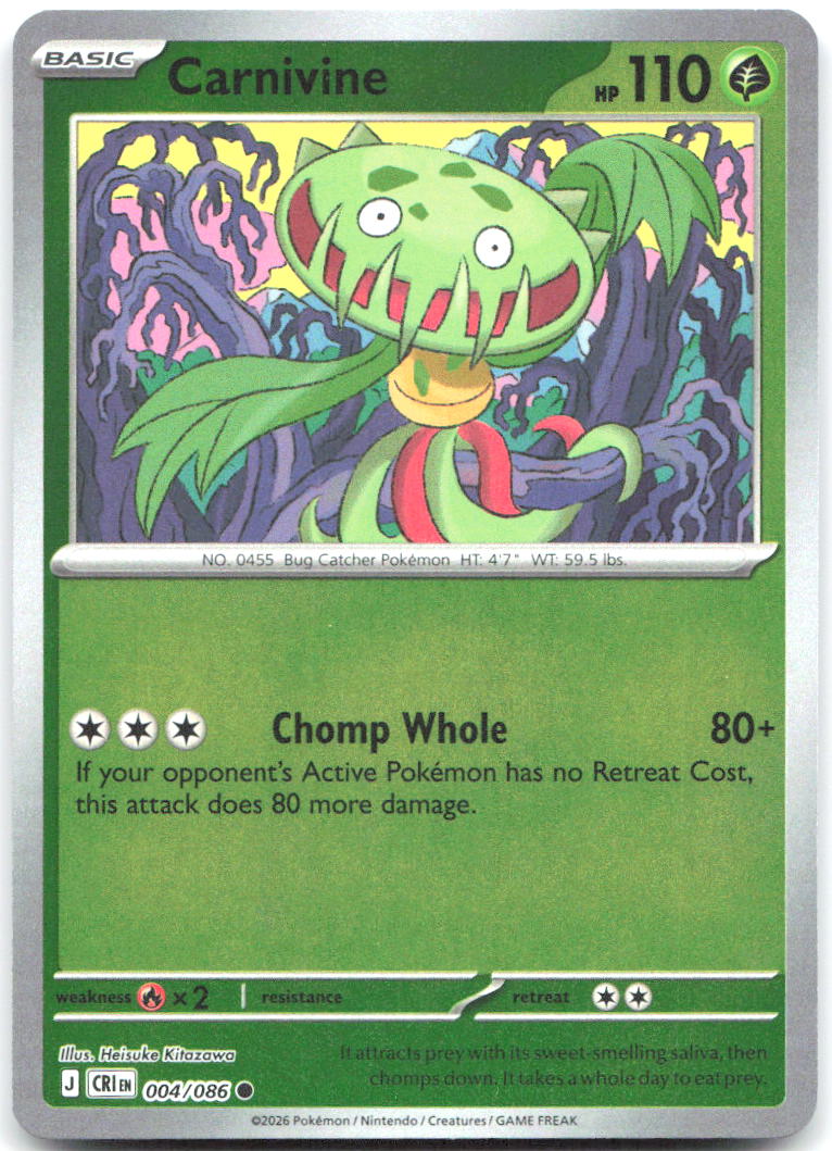 Carnivine Reverse Holo Common ME04 Chaos Rising 004/086 NM Heisuke Kitazawa