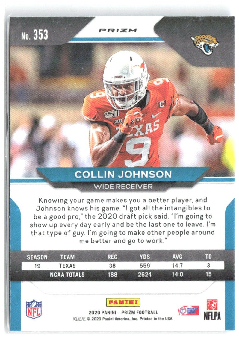 Collin Johnson Prizm - Prizm Red White and Blue 353 2020 Jacksonville Jaguars