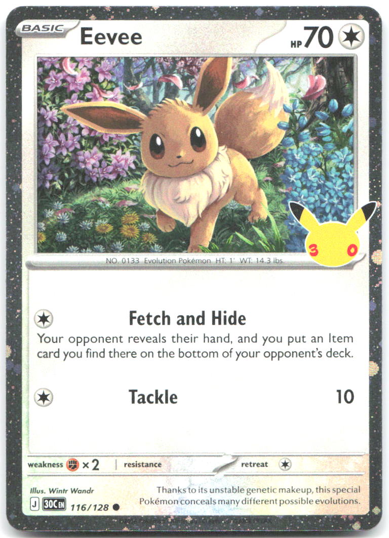Eevee (30th Celebration) Holo Common Blister Exclusives 116/128 NM Wintr Wandr