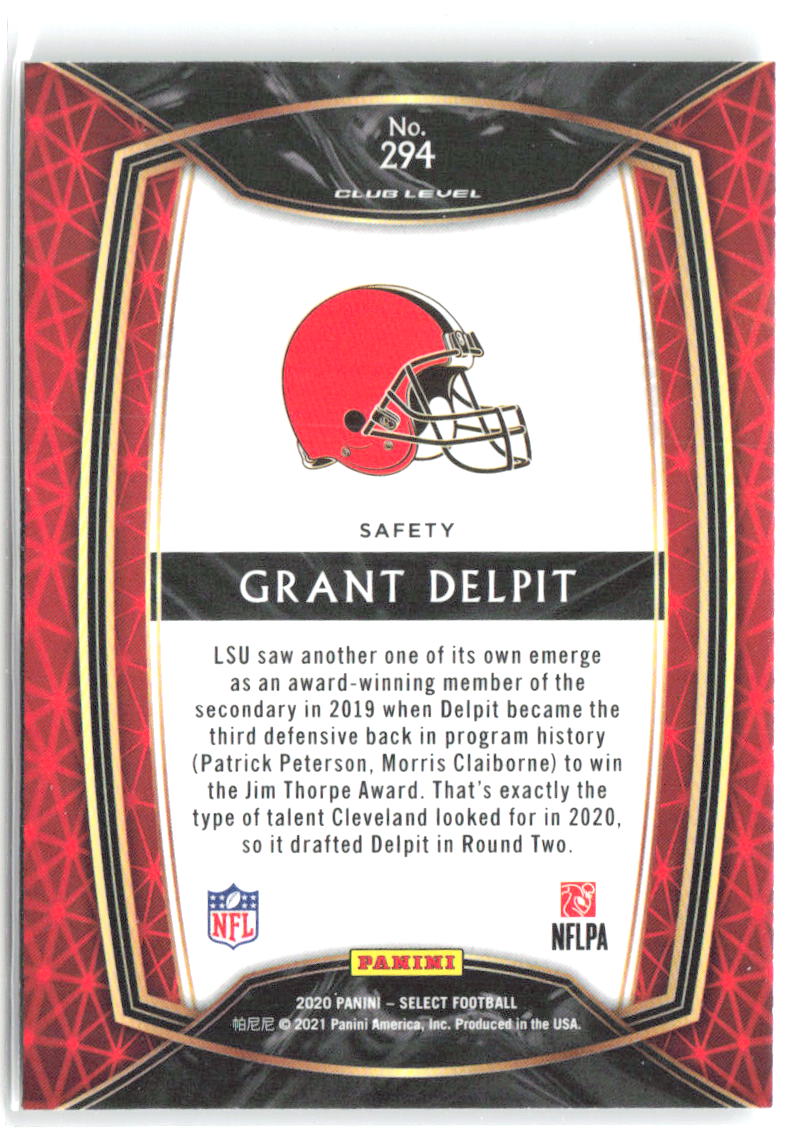 Grant Delpit Panini Select 294 2020 Cleveland Browns RC