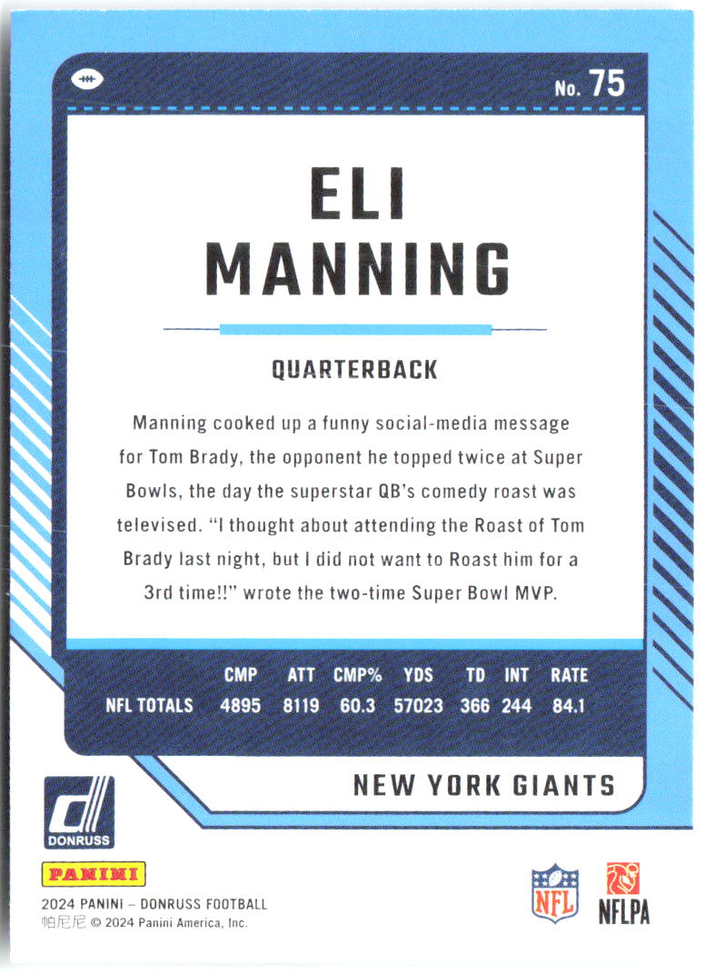 Eli Manning Donruss 75 2024 New York Giants