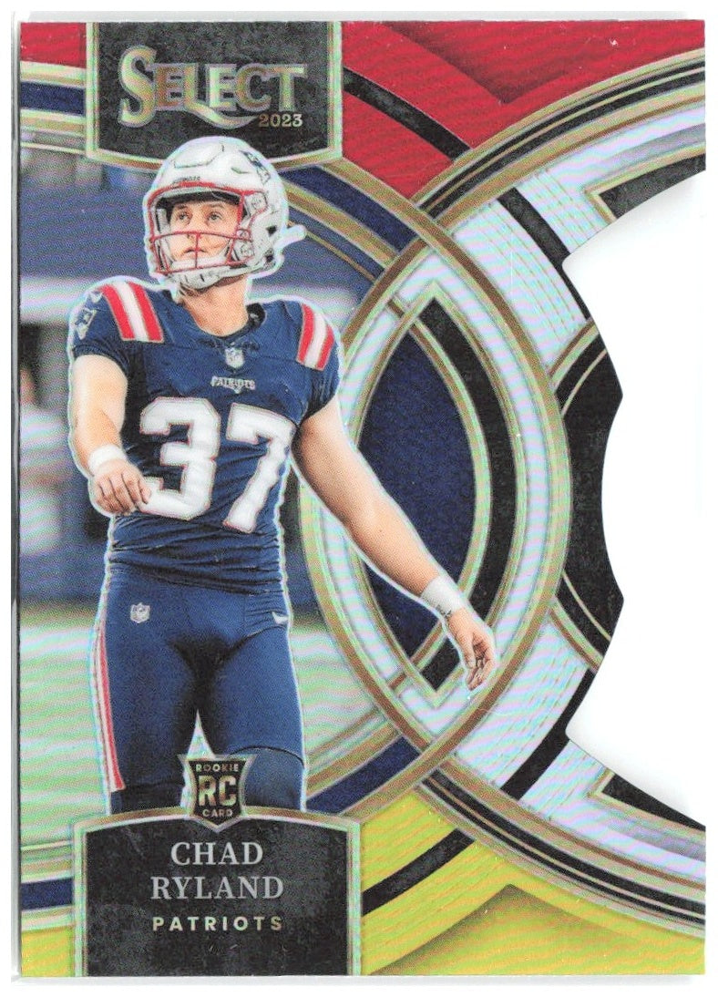 Chad Ryland Select Red and Yellow Prizms Die Cuts 122 2023 New England Patriots