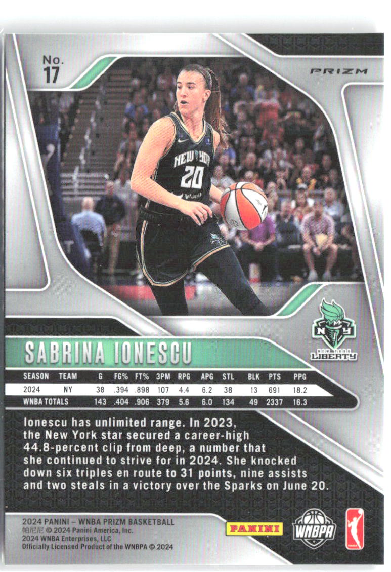 Sabrina Ionescu Panini Prizm WNBA - WNBA Logo Prizms 17 2024 New York Liberty