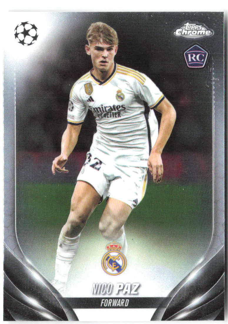 Nico Paz Topps Chrome UEFA Club Competitions 66 2023-24 Real Madrid CF RC