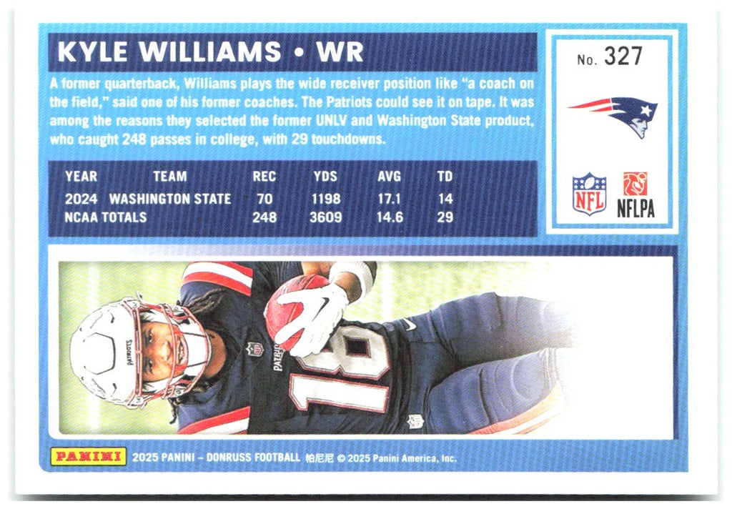 Kyle Williams Donruss - Press Proofs Green 327 2025 New England Patriots