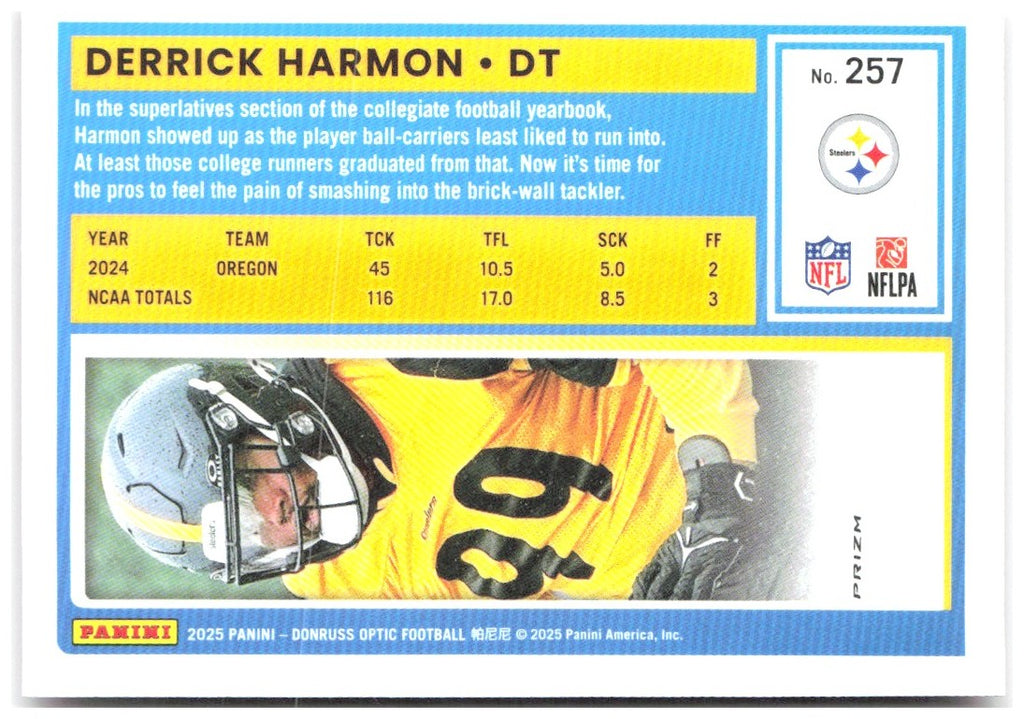 Derrick Harmon Donruss Optic - Pink 257 2025 Pittsburgh Steelers