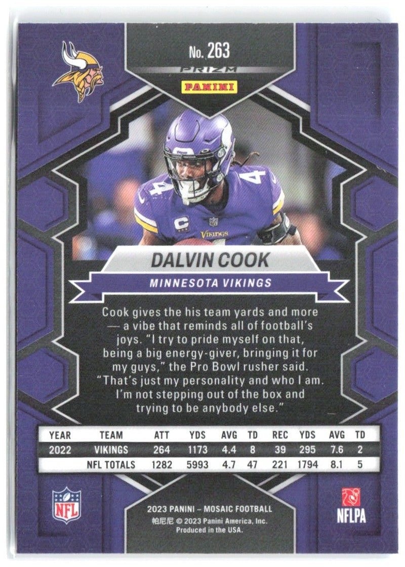 Dalvin Cook Panini Mosaic - Reactive Blue Mosaic 263 2023 Minnesota Vikings