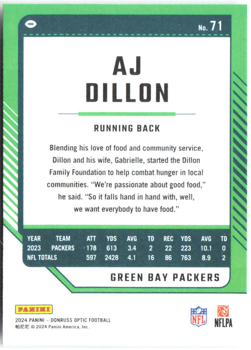 AJ Dillon Donruss Optic 71 2024 Green Bay Packers