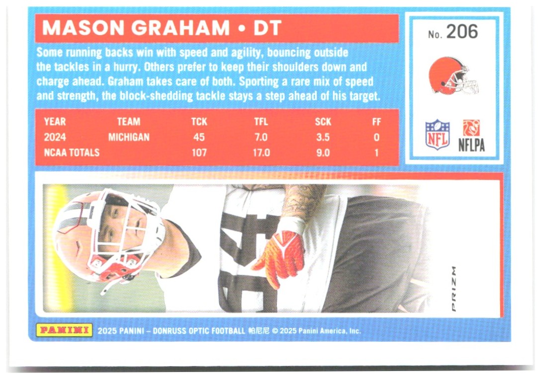 Mason Graham Donruss Optic - Pink 206 2025 Cleveland Browns