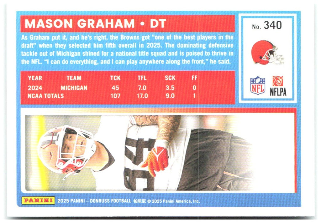 Mason Graham Donruss - Press Proofs Green 340 2025 Cleveland Browns