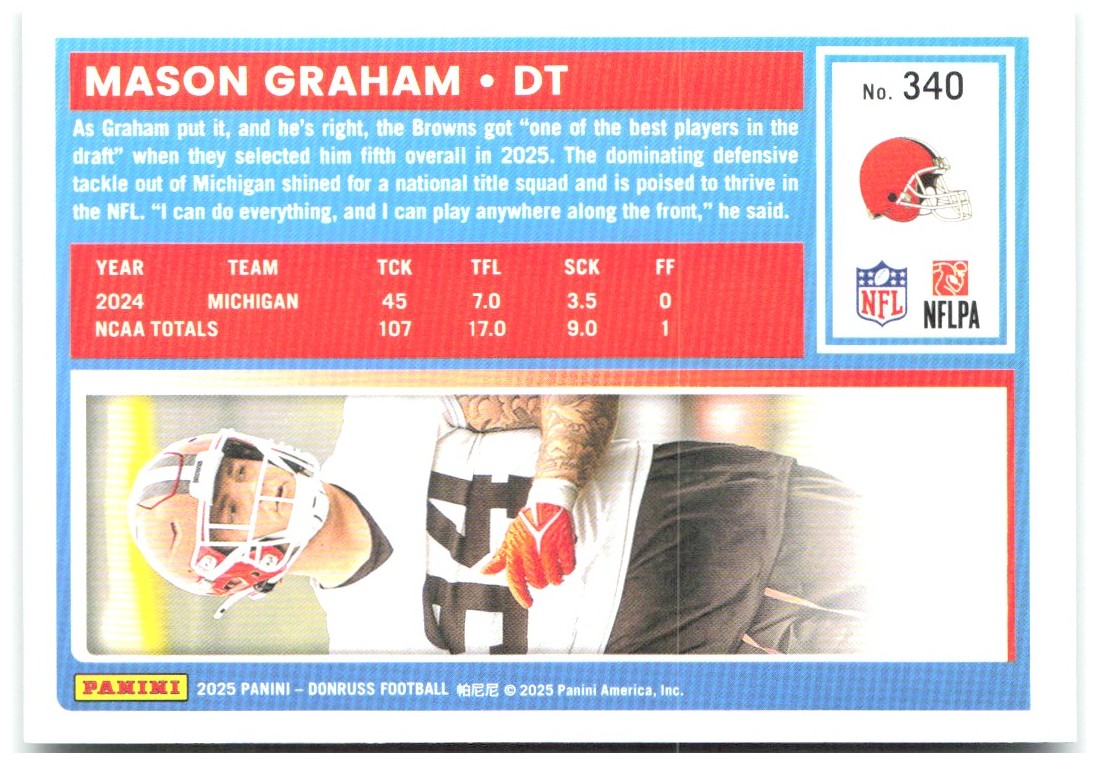 Mason Graham Donruss - Press Proofs Green 340 2025 Cleveland Browns