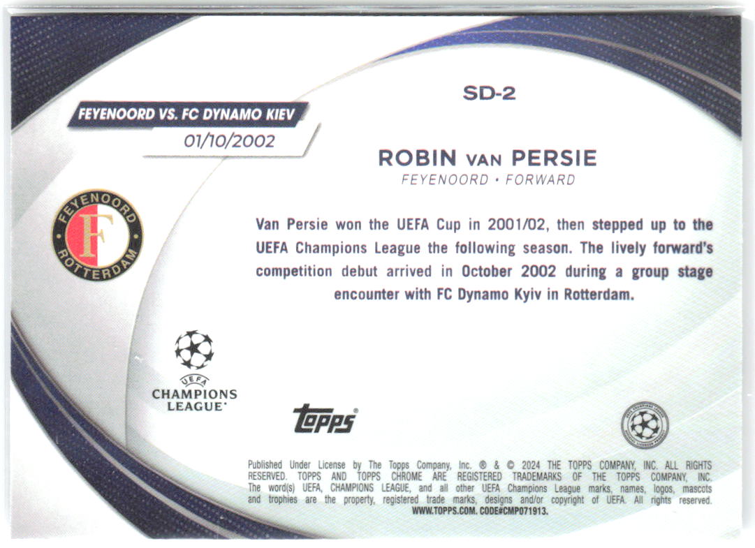 Robin van Persie Topps Chrome UEFA Competitions - Starball Debuts SD-2 2023-24
