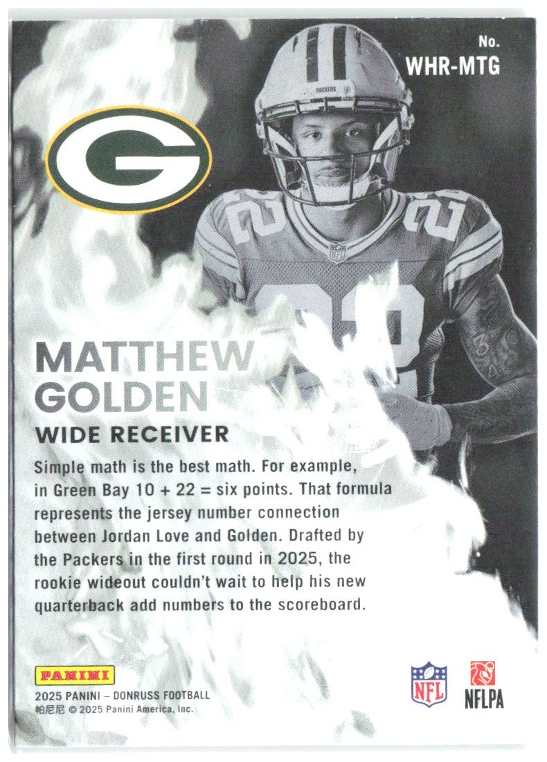 Matthew Golden Donruss - White Hot Rookies WHR-MTG 2025 Green Bay Packers