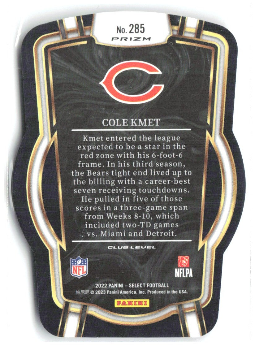Cole Kmet Panini Select - Red and Blue Prizm Die Cut 285 2022 Chicago Bears