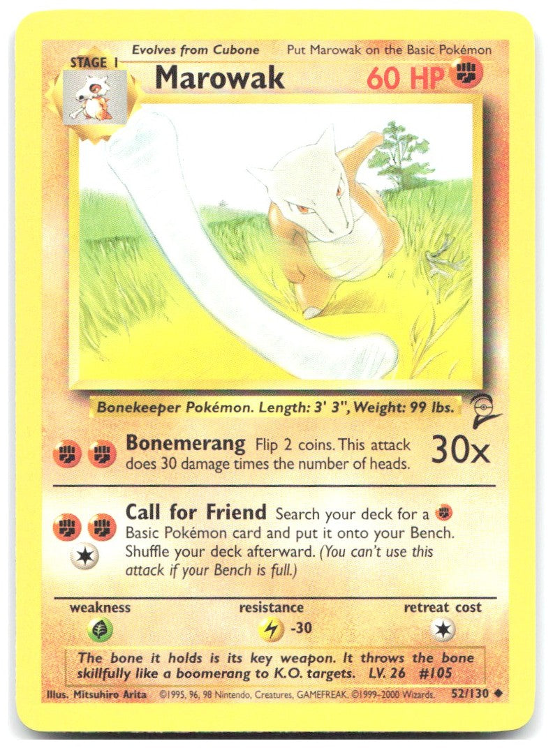 Marowak Uncommon Base Set 2 052/130 NM Mitsuhiro Arita