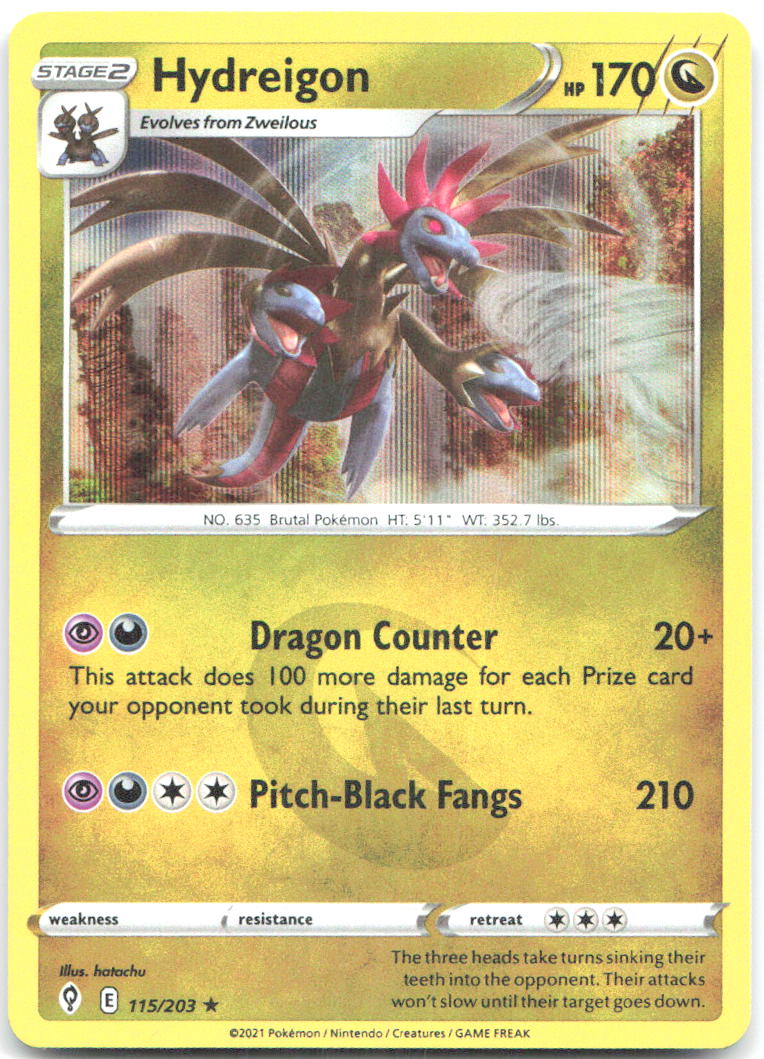 Hydreigon Holo Rare SWSH07: Evolving Skies 115/203 NM Hatachu