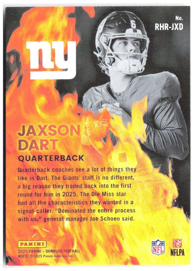 Jaxson Dart Donruss - Red Hot Rookies RHR-JXD 2025 New York Giants