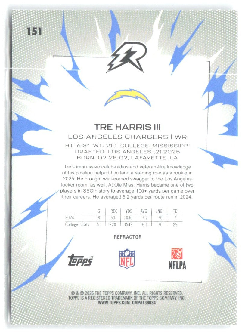 Tre Harris III Topps Resurgence - Refractor 151 2025 Los Angeles Chargers