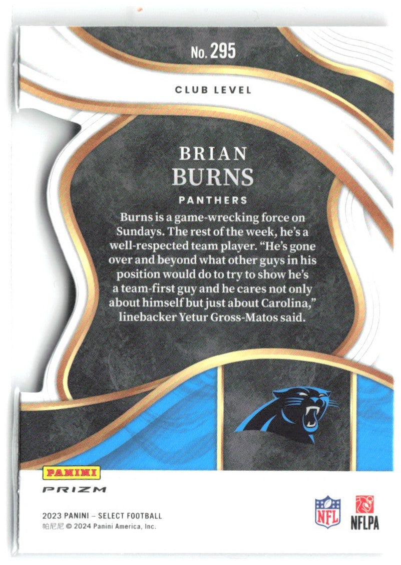 Brian Burns Select - Red and Yellow Prizms Die Cuts 295 2023 Carolina Panthers