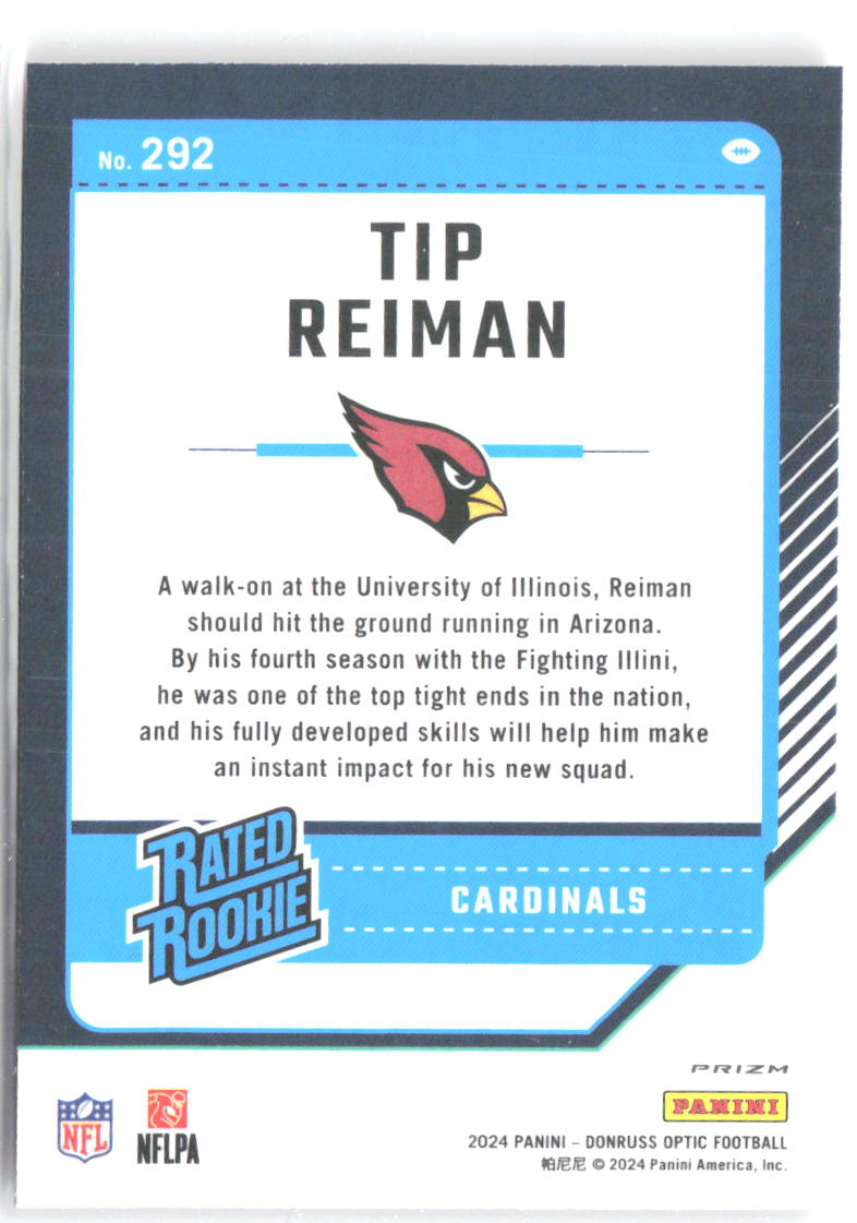 Tip Reiman Donruss Optic - Pink 292 2024 Arizona Cardinals