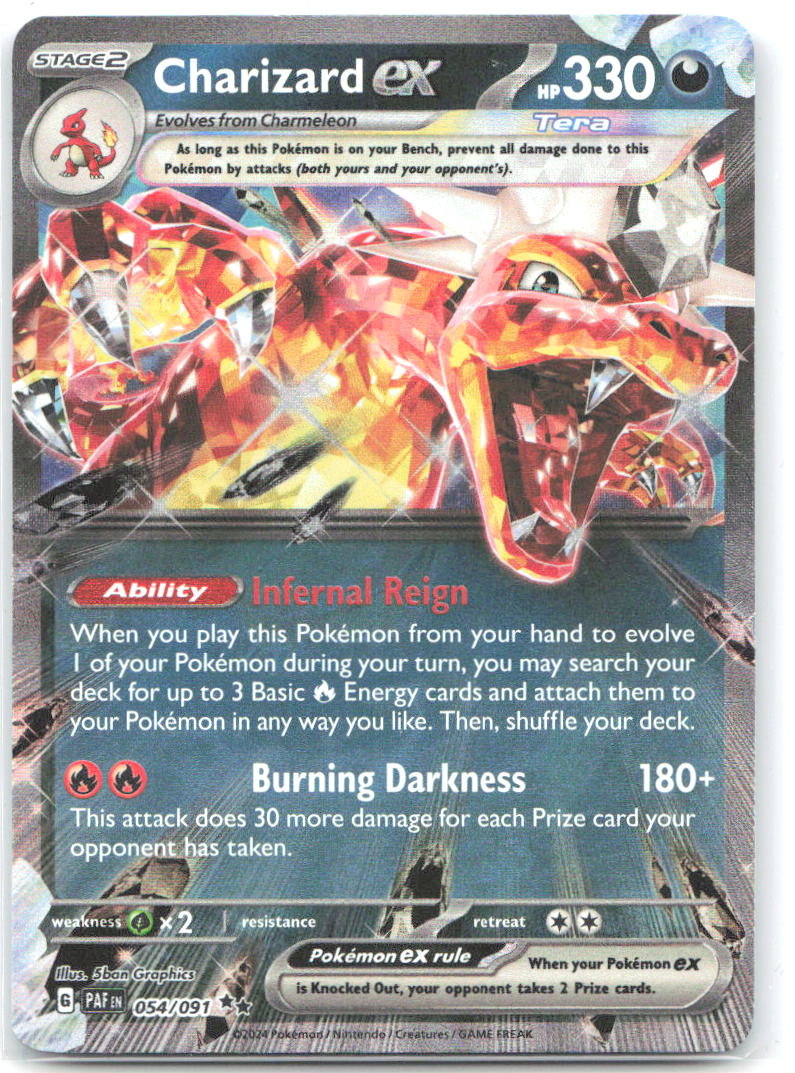 Charizard ex Holo Double Rare SV: Paldean Fates 054/091 NM 5ban Graphics