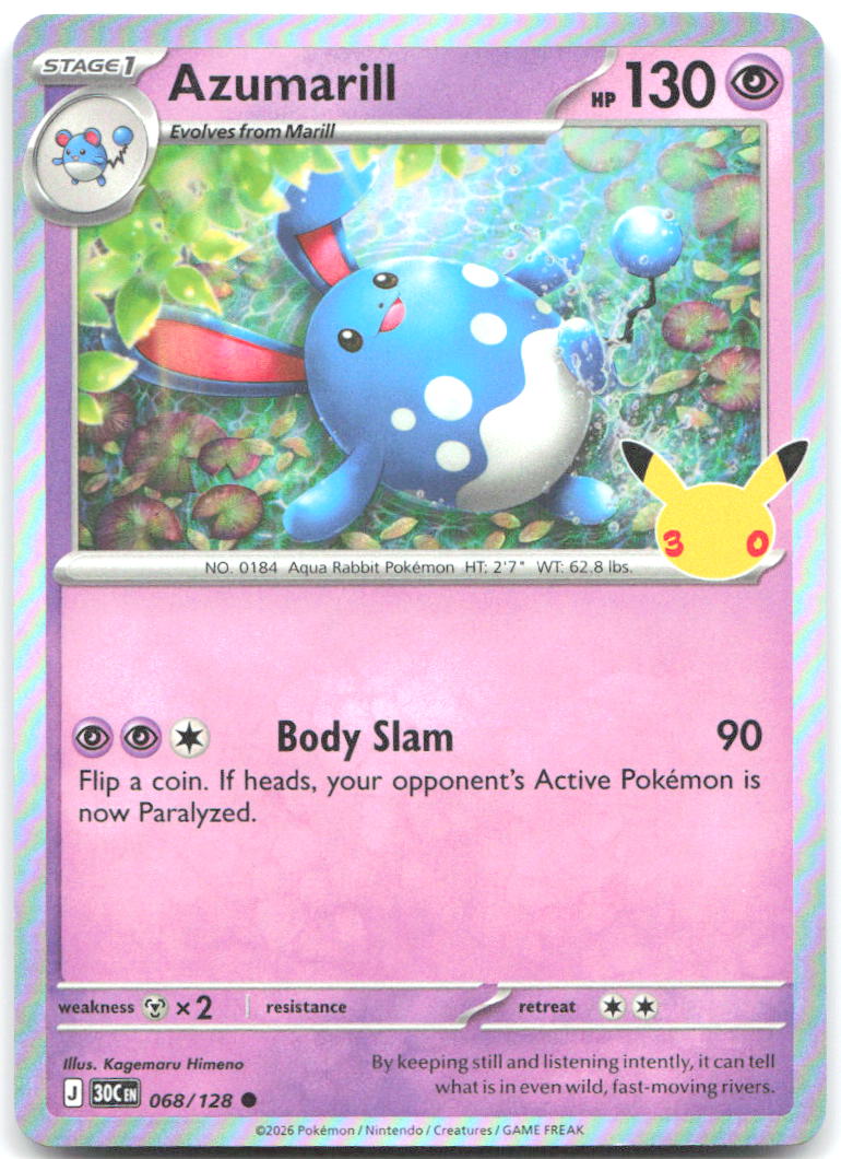 Azumarill Holo Common ME 30th Celebration 068/128 NM Kagemaru Himeno