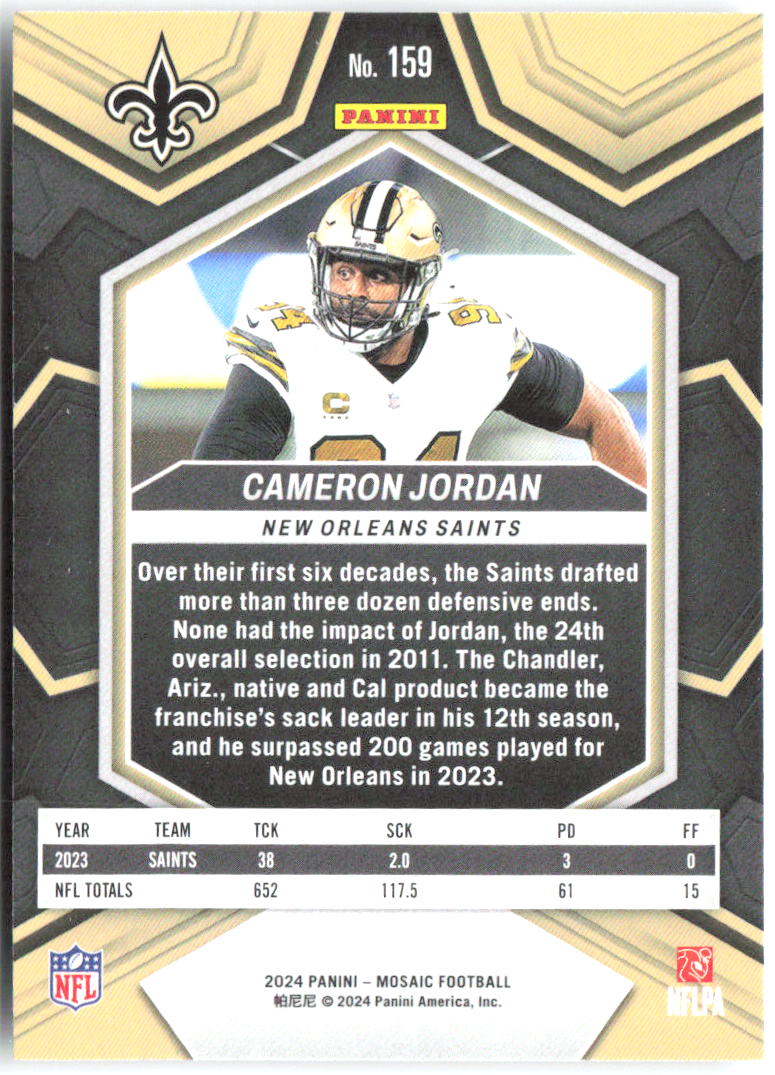 Cameron Jordan Panini Mosaic 159 2024 New Orleans Saints