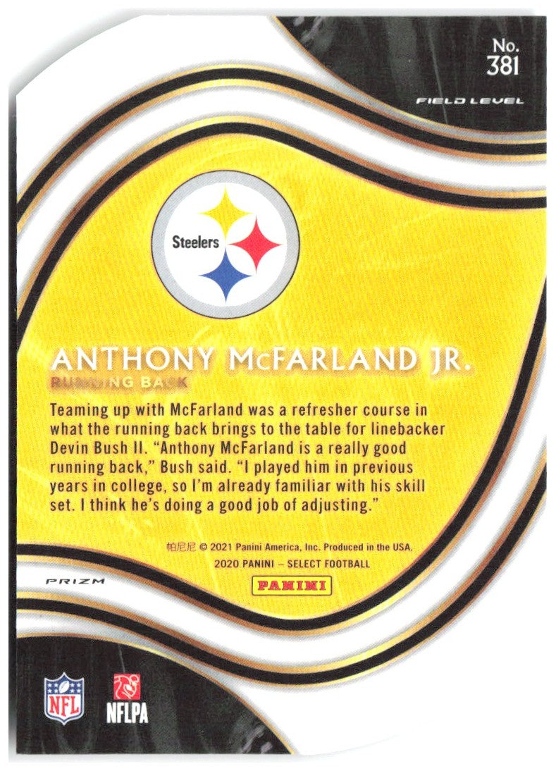 Anthony McFarland Jr. Select - Red Prizm Die Cut 381 2020 Pittsburgh Steelers