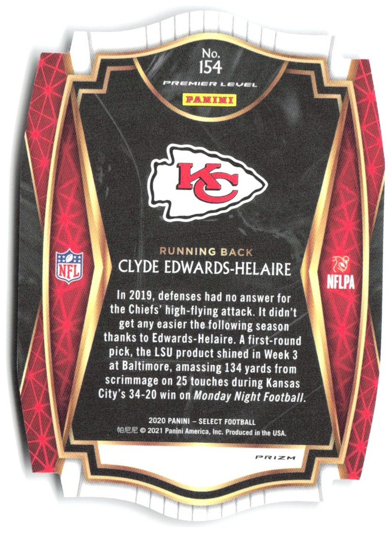 Clyde Edwards-Helaire Select - Purple Prizm Die Cut 154 2020 Kansas City Chiefs