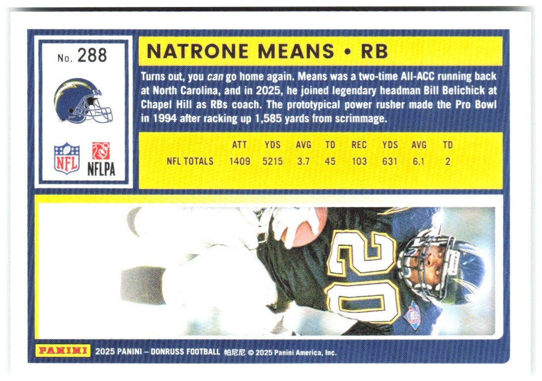 Natrone Means Donruss - Press Proofs Green 288 2025 San Diego Chargers